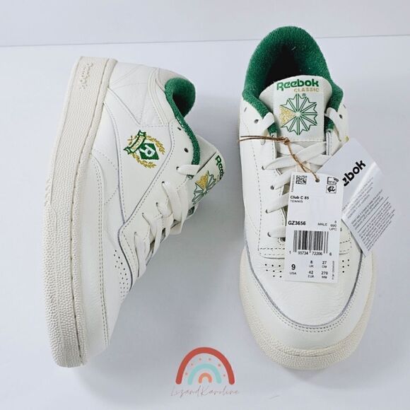 New! Reebok CLUB C 85 Leather Embroidered Archival Crest Logo Tennis Sneakers - Picture 1 of 13